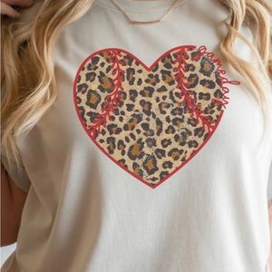 Game Day leopard baseball or softball tee neutral
